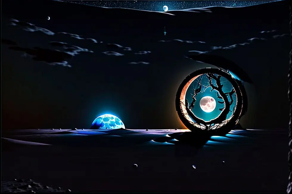 Imagem da superfície lunar ao cair da noite.