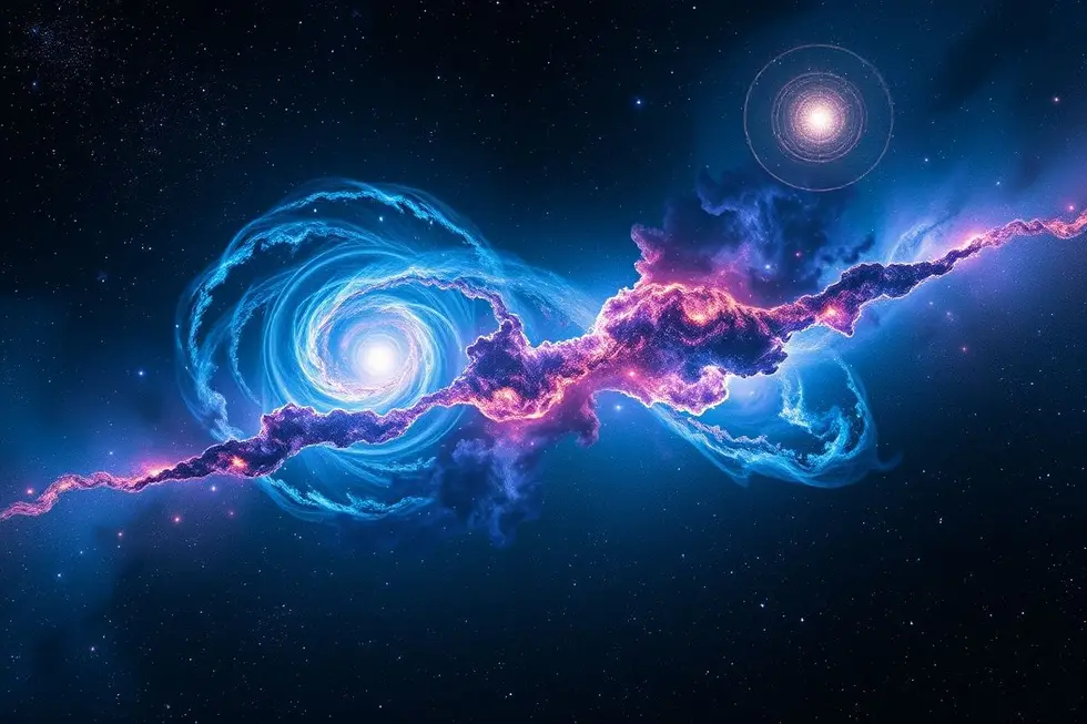 Uma visão abrangente do cosmos, repleta de estrelas e galáxias, simbolizando os mistérios do universo.