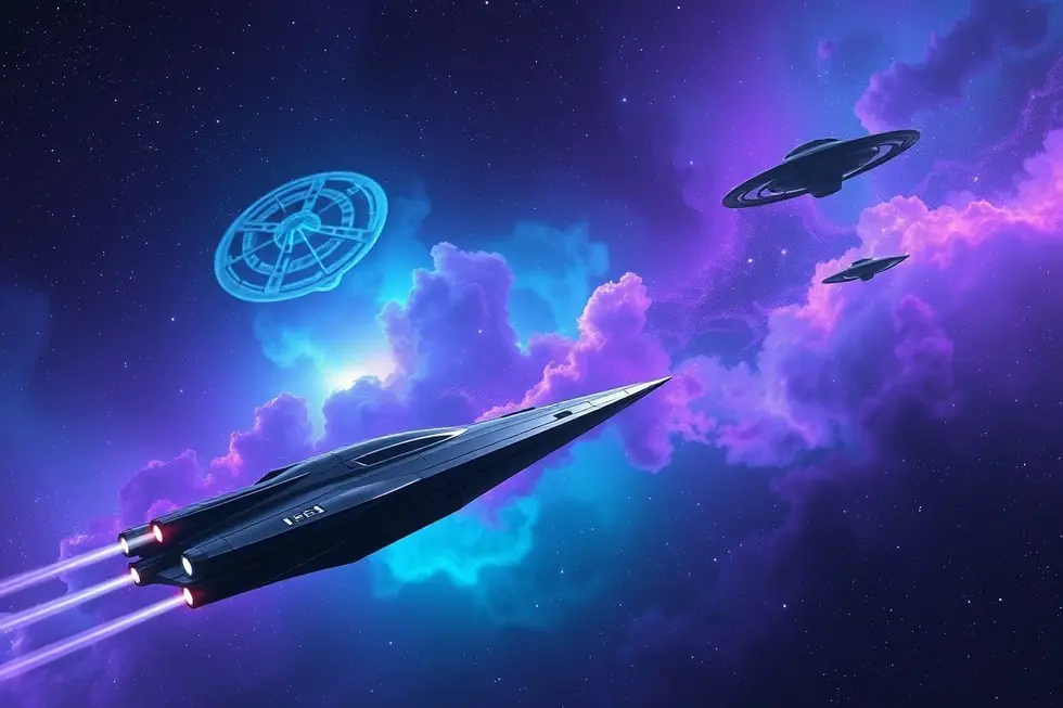 Imagem representativa da interseção entre a tecnologia espacial e os mistérios ufológicos.