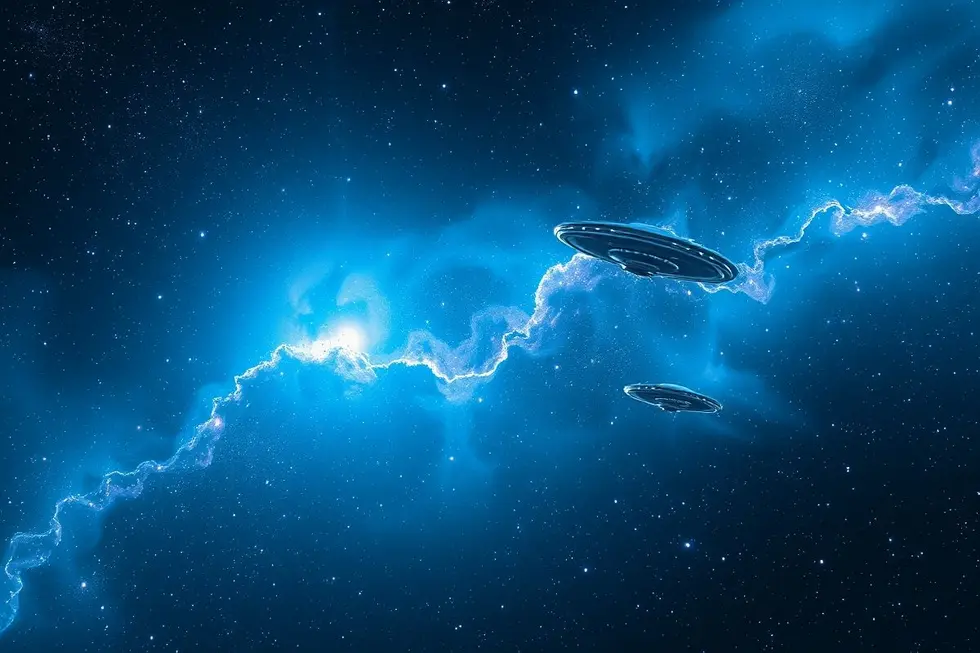 Cosmos cheio de estrelas e galáxias representando a busca por vida fora da Terra.