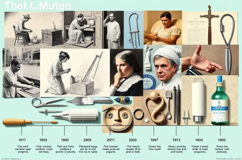 Colagem que ilustra a evolução da medicina.