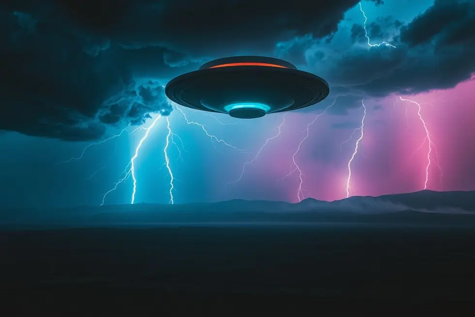 Imagem abstrata que evoca medo e mistério em torno de experiências ufológicas.